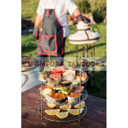 Решетка-гриль 3-х ярусная средняя для тандыра (Охотник; Есаул; Атаман; Большой; Дарстархан; Скиф) АМФОРА